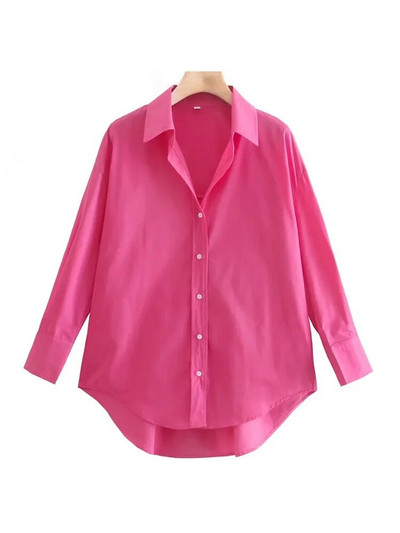 TRAF naiste moerõivad kontorirõivad lahtised popliinist soliidsed särgid, vintage pikkade varrukatega nööpidega vabaaja naiste pluusid pluusid šikid topid