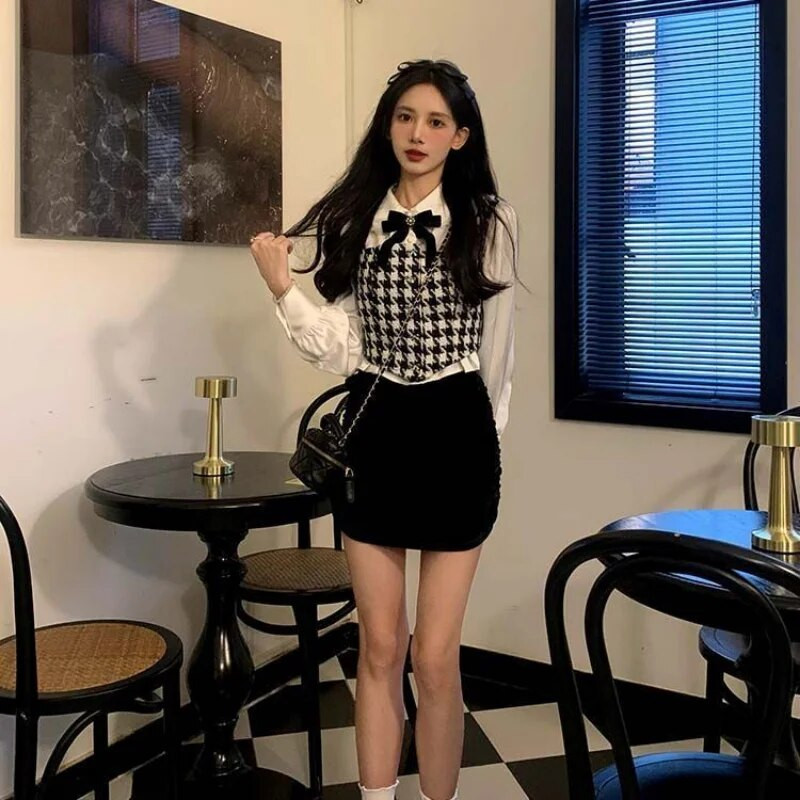 QWEEK Valged särgid Naine Kawaii pits Lolita pluusid Magusad tuunikad Fairycore Peter Pan Coller Crop pikkade varrukatega topid Preppy Korea