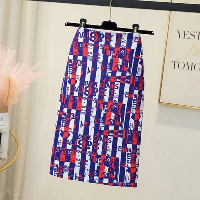 Vasaros naujos mados Seksualūs pieštuku skirti klubų sijonai Moterims su raštu aukštu juosmeniu iki kelių biuro moteriška elegantiška plona midi kūno suknelė