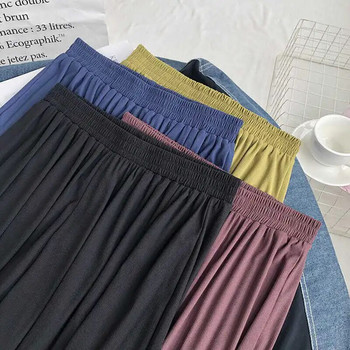 DAYIFUN-Γυναικείο ριχτό ελαστικό ψηλόμεσο παντελόνι Solid ίσιο casual παντελόνι Harem Long Bloomers Καλοκαιρινή βράκα Plus Size 6XL