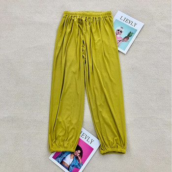 DAYIFUN-Γυναικείο ριχτό ελαστικό ψηλόμεσο παντελόνι Solid ίσιο casual παντελόνι Harem Long Bloomers Καλοκαιρινή βράκα Plus Size 6XL