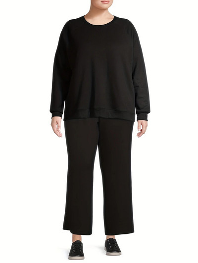 Kevadised ja sügisesed naiste suures suuruses tänavastiilis kõrgvenivad moedisain kõrge vöökohaga sirged püksid