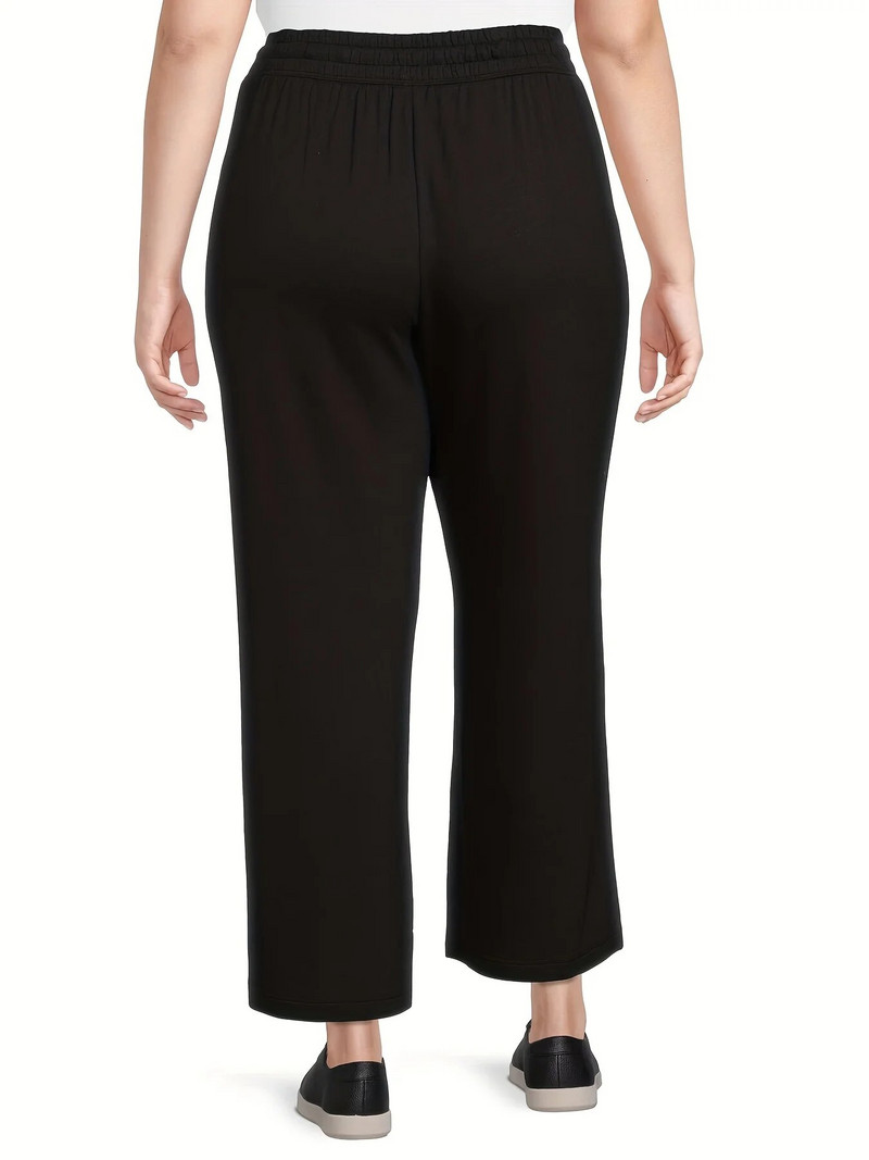 Kevadised ja sügisesed naiste suures suuruses tänavastiilis kõrgvenivad moedisain kõrge vöökohaga sirged püksid