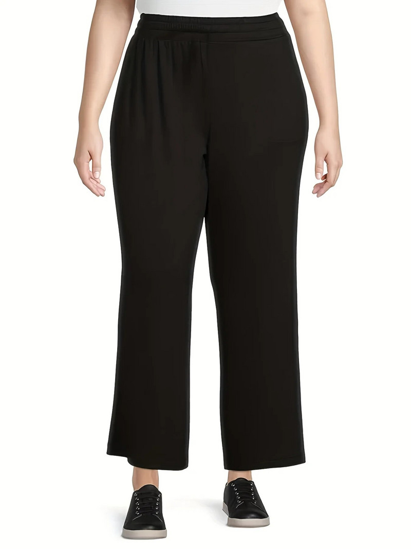 Kevadised ja sügisesed naiste suures suuruses tänavastiilis kõrgvenivad moedisain kõrge vöökohaga sirged püksid