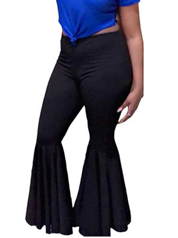 Нови дамски модерни панталони с камбанка с големи размери, едноцветни плетени панталони през лятото на 2023 г.
