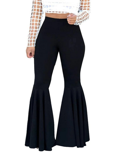 Нови дамски модерни панталони с камбанка с големи размери, едноцветни плетени панталони през лятото на 2023 г.