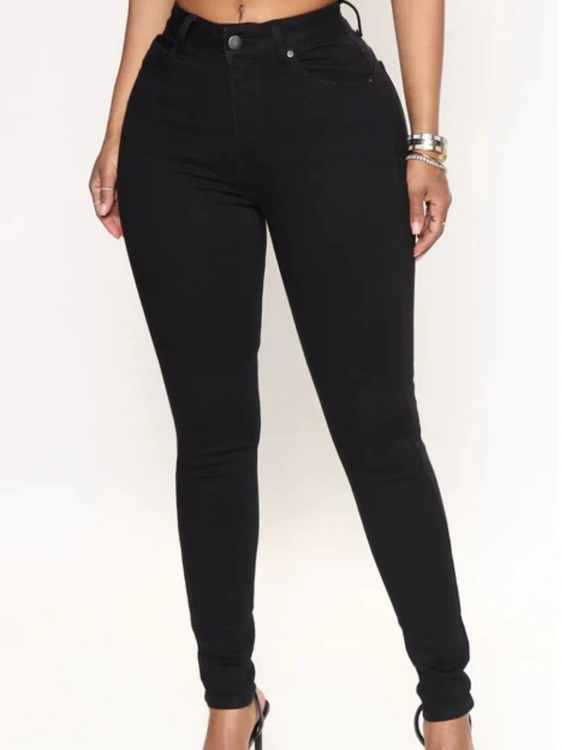 LW Plus Size keskmise vöökohaga kitsad kõrge venivad teksad vabaaja lihtsad pehmed teksapüksid suvised naiste tugevad pikad püksid