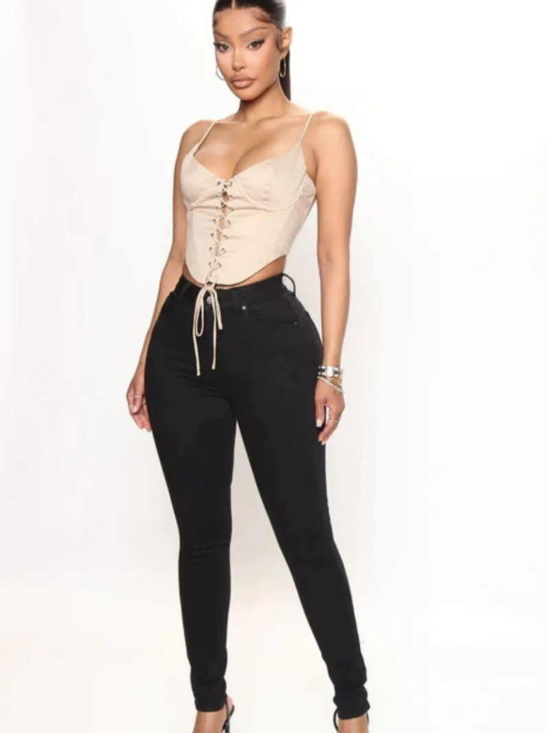 LW Plus Size keskmise vöökohaga kitsad kõrge venivad teksad vabaaja lihtsad pehmed teksapüksid suvised naiste tugevad pikad püksid