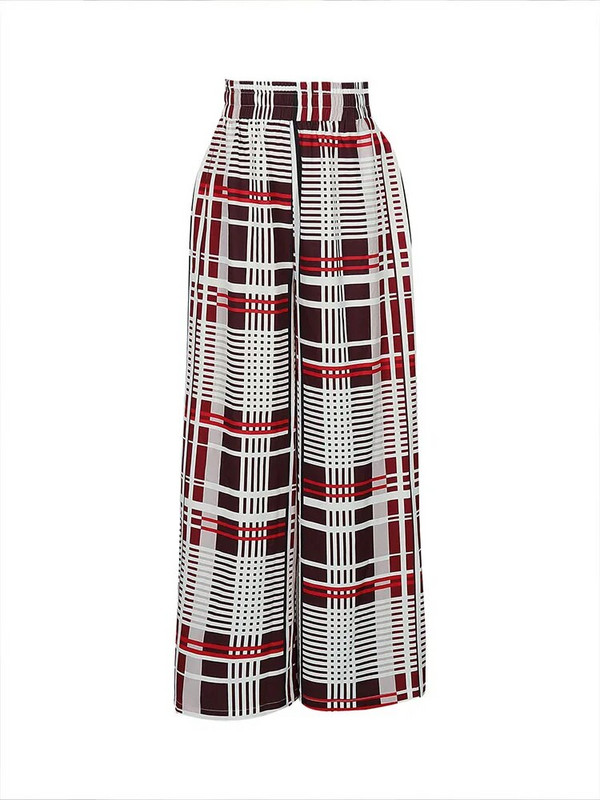 Didelio dydžio 2023 m. mados tendencijų kelnės Moteriškos pavasarinės kelnės aukštu juosmeniu dryžuotos plačios kelnės Laisvalaikės vasarinės moteriškos elastinės juosmens kelnės