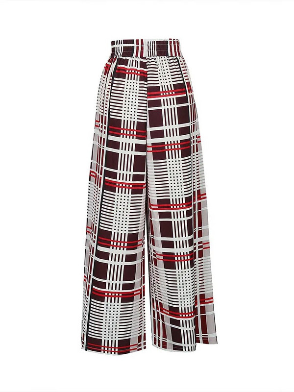 Didelio dydžio 2023 m. mados tendencijų kelnės Moteriškos pavasarinės kelnės aukštu juosmeniu dryžuotos plačios kelnės Laisvalaikės vasarinės moteriškos elastinės juosmens kelnės