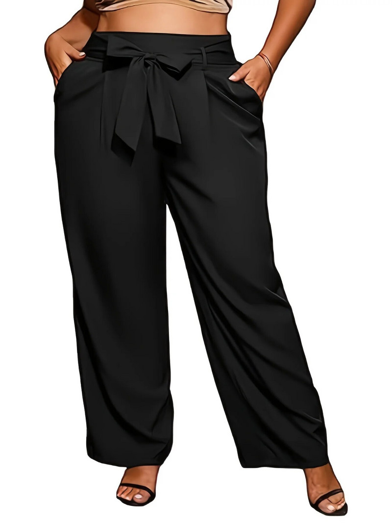 2023. aasta suvi uued naiste pluss-suuruses pendelrände moe-stiilis nööriga disainiga ühevärvilised püksid