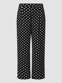 Finjani mustad täpilised püksid vabaaja moodsad lahtised püksid šikid ja elegantsed naiste suures suuruses lainetavad püksid