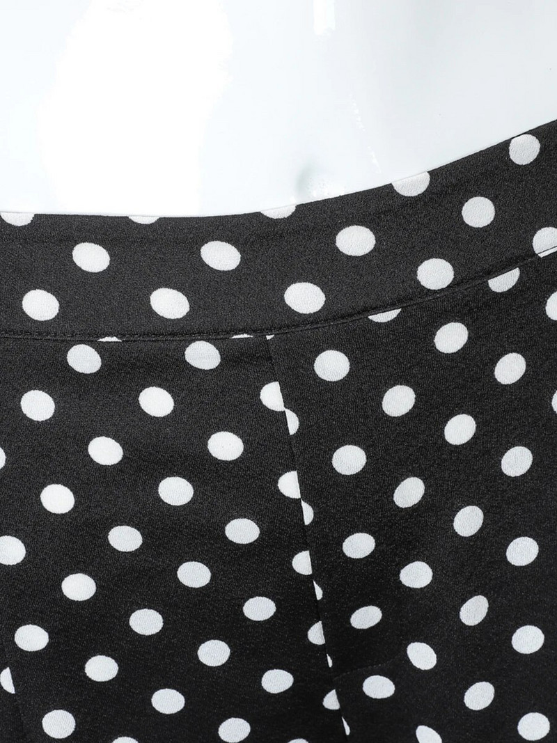 Finjani mustad täpilised püksid vabaaja moodsad lahtised püksid šikid ja elegantsed naiste suures suuruses lainetavad püksid