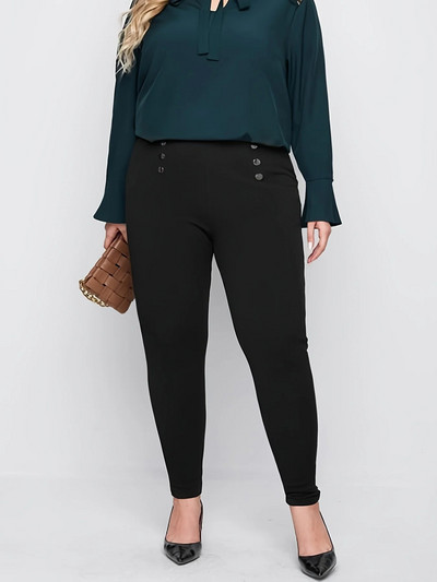 Suvised uued pluss-suuruses pendelränduri stiilis naiste moe võltsnööbidisain temperament, puusad, kitsad üheksa punktiga püksid