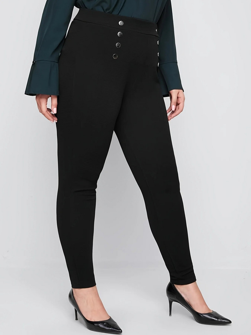 Suvised uued pluss-suuruses pendelränduri stiilis naiste moe võltsnööbidisain temperament, puusad, kitsad üheksa punktiga püksid