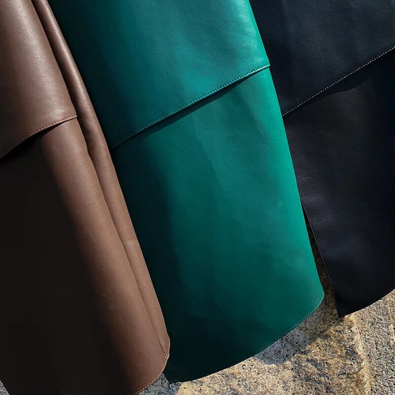 Elegantne moodne Pu-nahast ebaregulaarne talveseelik naistele 2023 kõrge vöökohaga, seksikas õhuke pliiats Saias Femme Green