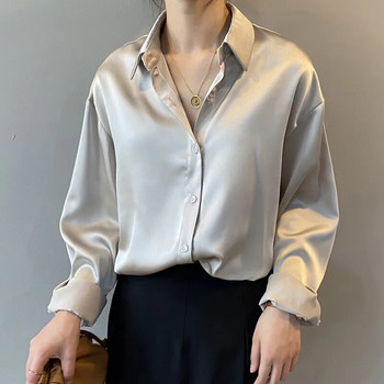 Φθινοπωρινό πουκάμισο μόδας με κουμπιά επάνω Ανοιξιάτικη vintage μπλούζα Γυναικεία Λευκή κυρία με μακριά μανίκια Γυναικεία φαρδιά πουκάμισα Streetwear Σχέδιο μπλουζάκια