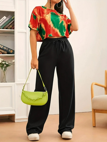 Άνοιξη/καλοκαίρι νέο γυναικείο μοντέρνο στυλ commuter σε στυλ τσέπης φαρδιά ίσια παντελόνια και παντελόνια