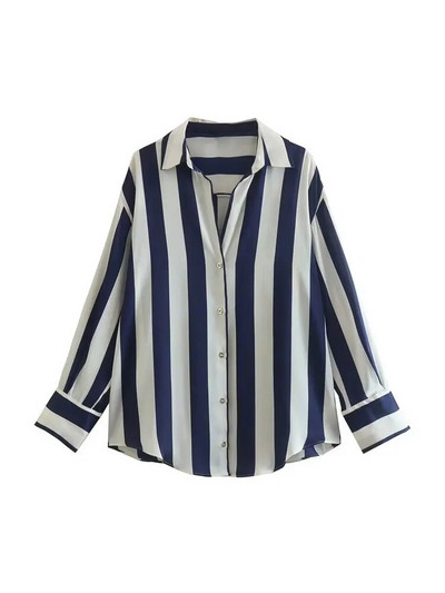 TRAF pavasario naujos mados satininiai marškiniai palaidinė Moteriška vientisa vintažinė palaidinė moteriška palaidinė ilgomis rankovėmis Y2K laisvi gatvės marškiniai