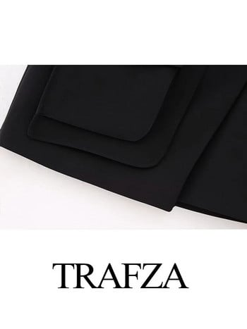 TRAFZA Summer Woman Κομψή μονόχρωμη φούστα ψηλού δρόμου Γυναικεία αιτιατική ασύμμετρη φερμουάρ τσέπης Διακοσμητικές φούστες σε γραμμή A