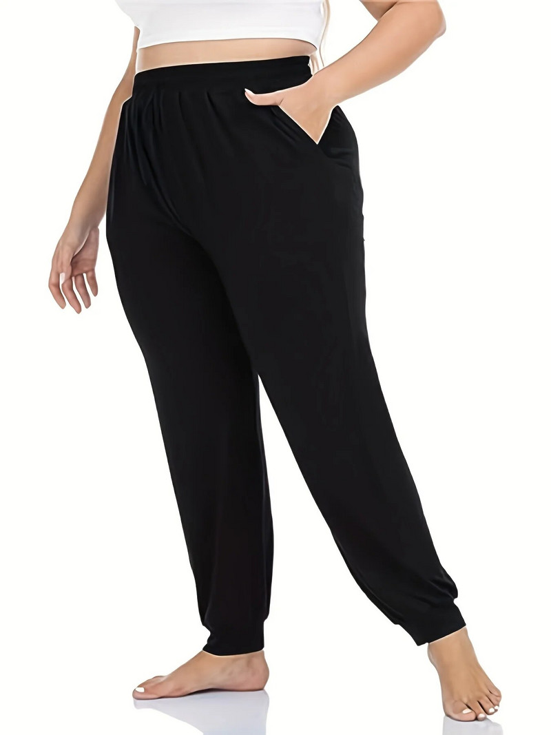 2023. aasta kevad/suvi uued naiste pluss-suuruses elegantsed pendeldamise stiilis tasku-moekujundusega vabaaja üheksa punktiga püksid