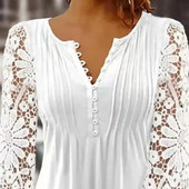 Lillede aplikatsiooniga naiste kevadpluusi ülaosa, õõnsad, pikkade varrukatega pitsid, lapilised naiste särgid, vintage ülaosa