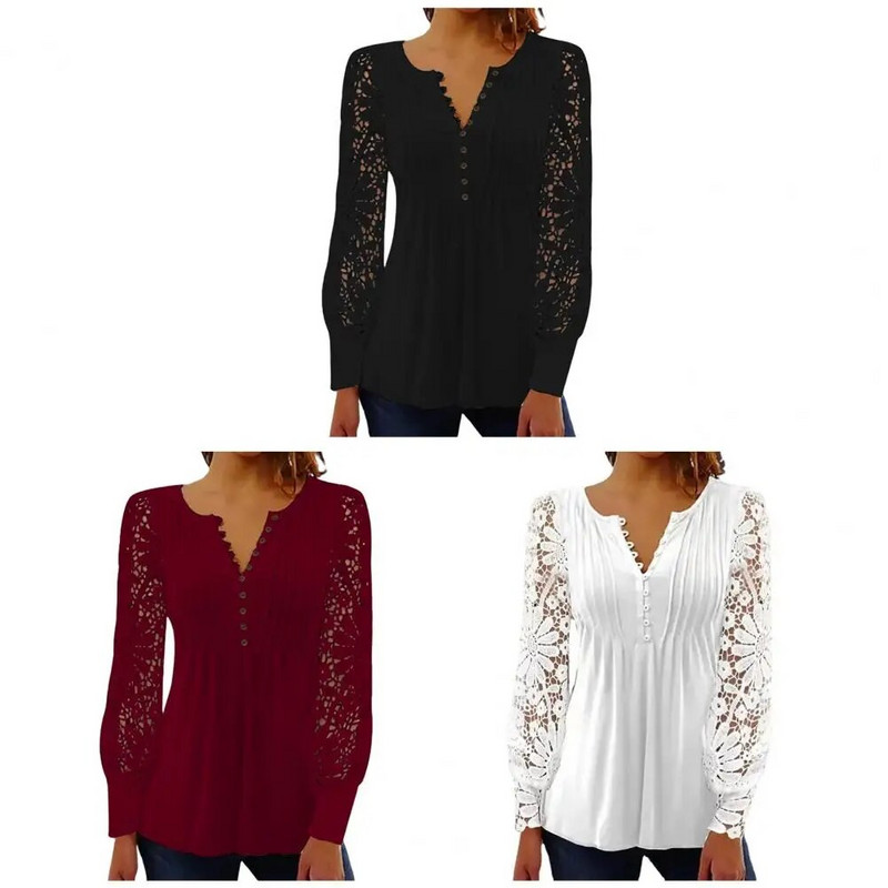 Lillede aplikatsiooniga naiste kevadpluusi ülaosa, õõnsad, pikkade varrukatega pitsid, lapilised naiste särgid, vintage ülaosa