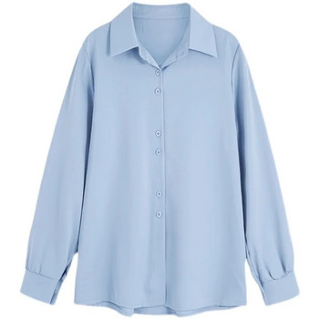 Пролетно-есенна ежедневна шифонена риза Дамски офис дамски ризи Модни дамски широки плътни блузи с дълъг ръкав Горнища S-4XL