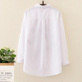 Νέα λευκή γυναικεία μπλούζα 2023 Μακρυμάνικη μπλούζα με βαμβακερό κέντημα Lady casual σχέδιο με κουμπί γυναικείο πουκάμισο 5083