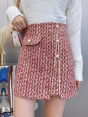 SMTHMA naiste tviidseelik eesmise nupuga kõrge vöökohaga miniseelik Uus sügistalvine elegantne villane seelik