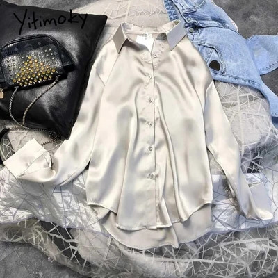 Eotvotee SATIN pikkade varrukatega pluusi nööbiga särk naiste 2023. aasta suvi, uued naiste elegantsed topid Kvaliteetsed naissiidid kontoris