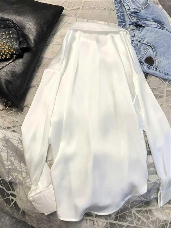 Eotvotee SATIN pikkade varrukatega pluusi nööbiga särk naiste 2023. aasta suvi, uued naiste elegantsed topid Kvaliteetsed naissiidid kontoris