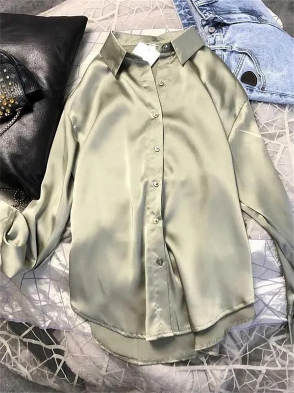 Eotvotee SATIN pikkade varrukatega pluusi nööbiga särk naiste 2023. aasta suvi, uued naiste elegantsed topid Kvaliteetsed naissiidid kontoris