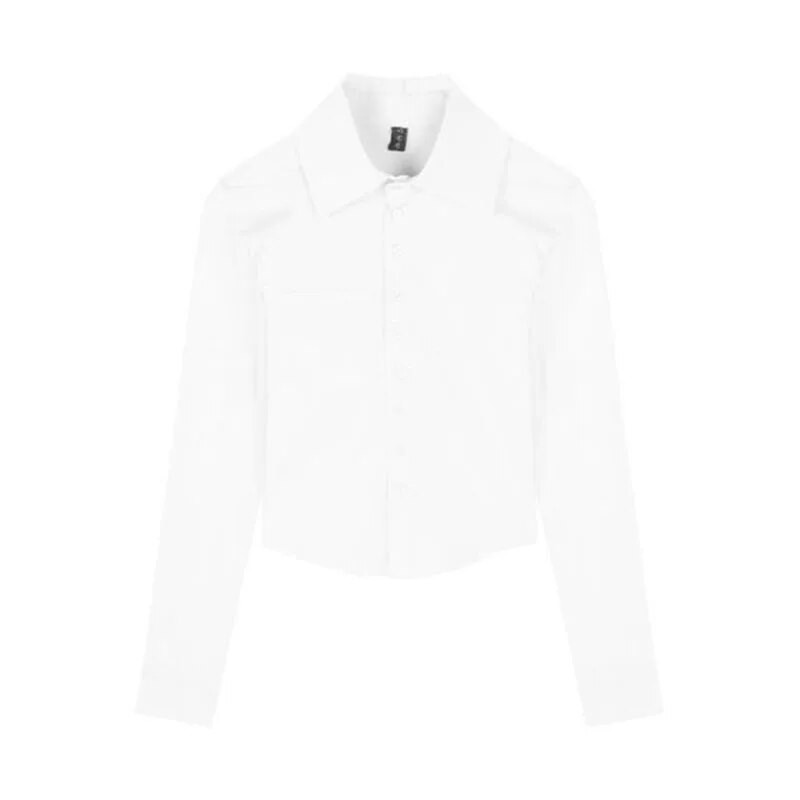 Xpqbb valged särgid Naiste Korea stiilis nööbid Voldid Slim Fit Crop Tops Naistele sobivad igapäevase disainiga kontoris pikkade varrukatega pluusid