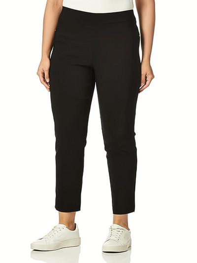 Suvemood uued pluss-suuruses kootud elastsest kangast high street stiilis ühevärvilised vabaaja püksid üheksa neljandikku püksid