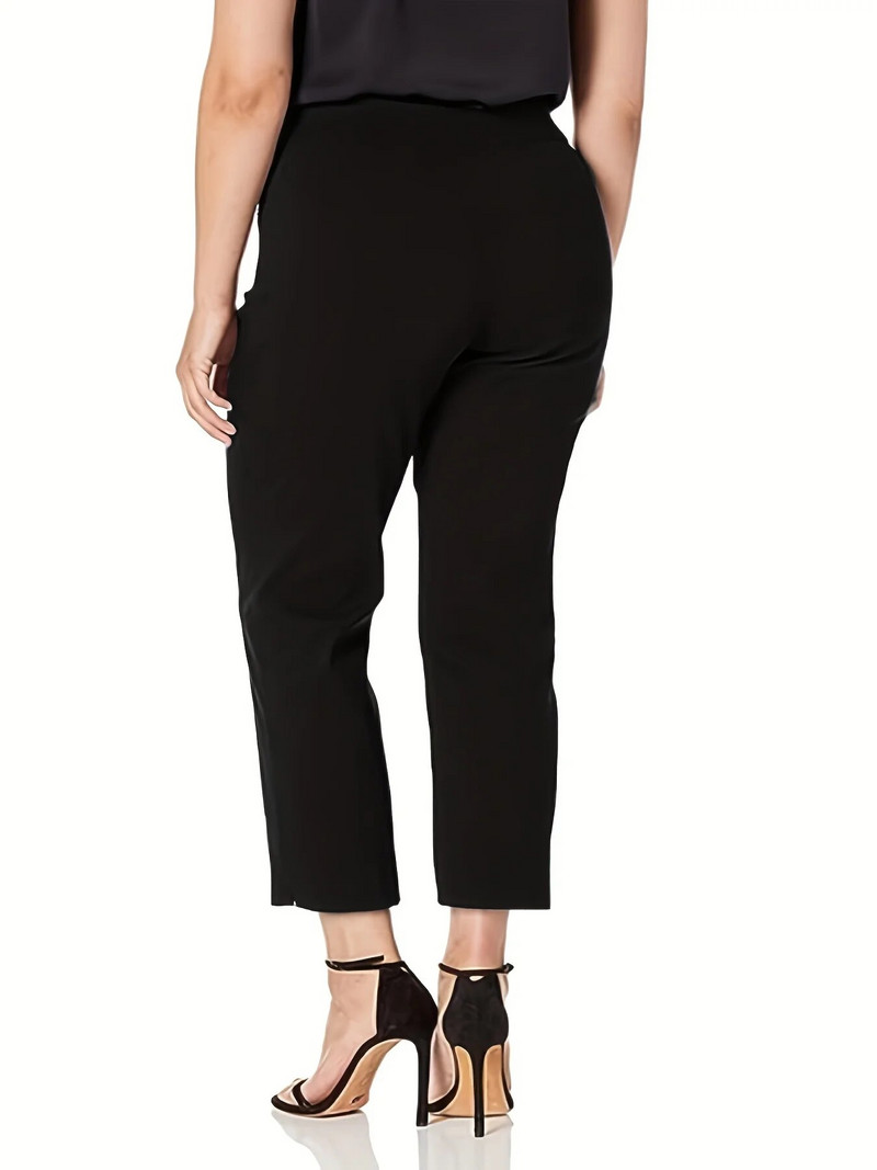 Suvemood uued pluss-suuruses kootud elastsest kangast high street stiilis ühevärvilised vabaaja püksid üheksa neljandikku püksid