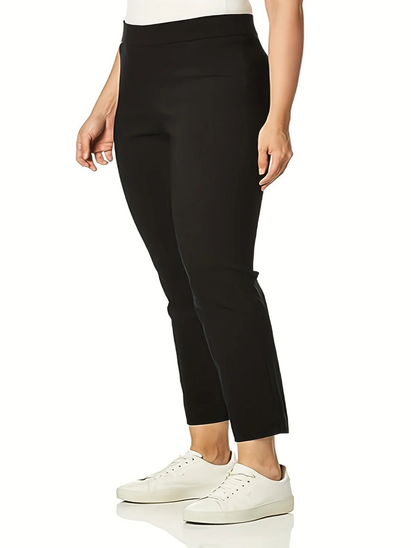 Suvemood uued pluss-suuruses kootud elastsest kangast high street stiilis ühevärvilised vabaaja püksid üheksa neljandikku püksid