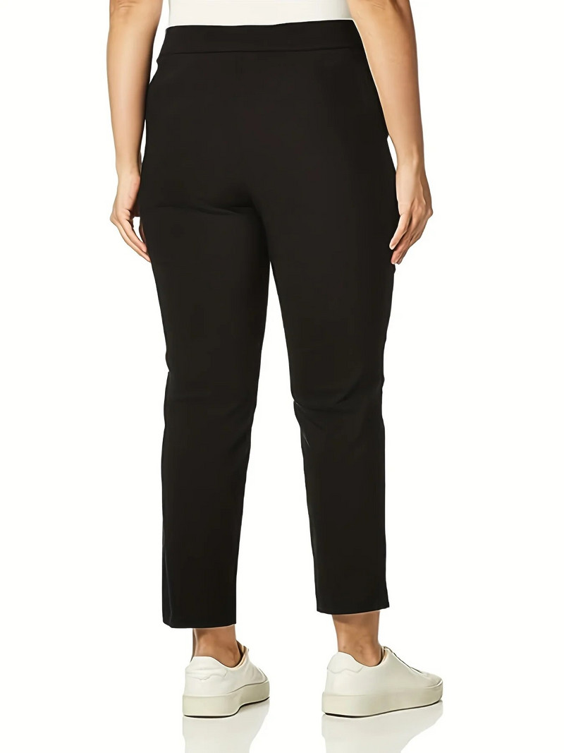 Suvemood uued pluss-suuruses kootud elastsest kangast high street stiilis ühevärvilised vabaaja püksid üheksa neljandikku püksid