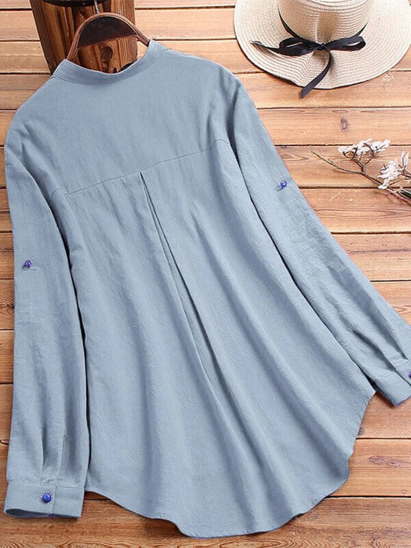 Naiste nööbiga alla kaelusega särk Klassikaline pikkade varrukatega moodne lillemustriga särk kontorisärgi pluus