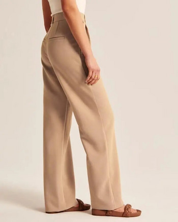 Плюс размер Каузални Едноцветни широки панталони Панталони за момичета с ластик на талията с джобове Есенна мода Дамско облекло с по-големи размери