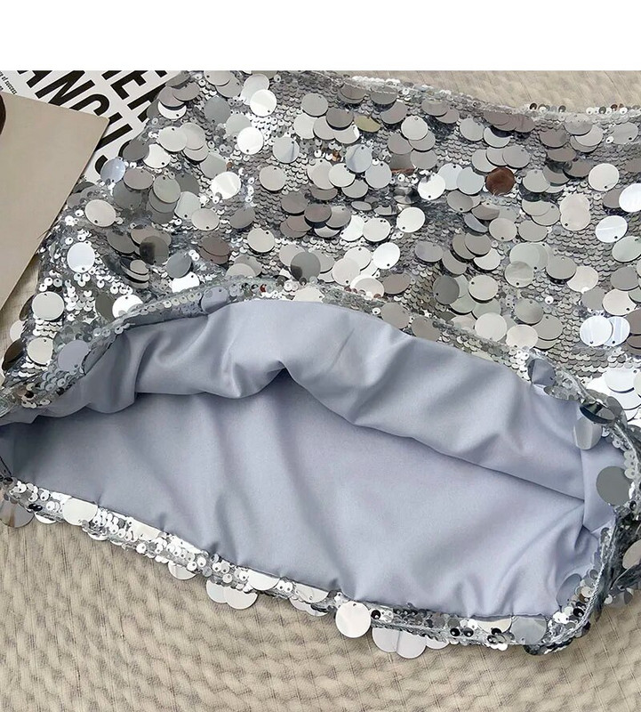 Blizgantys blizgučiai, sidabriniai, aukšto juosmens, A formos sijonai moterims, blizgantys, sidabriniai klubų sijonai