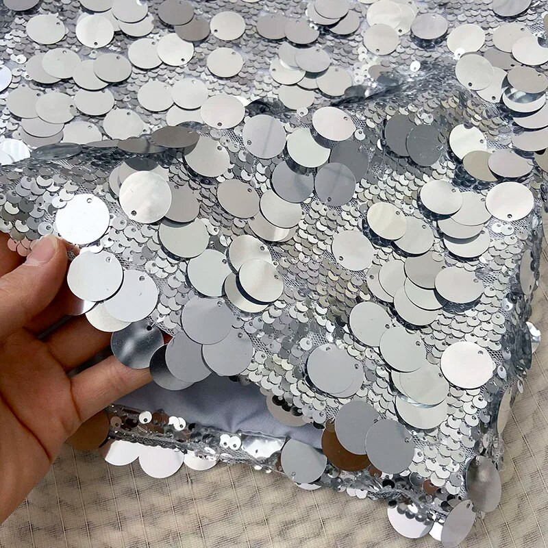 Blizgantys blizgučiai, sidabriniai, aukšto juosmens, A formos sijonai moterims, blizgantys, sidabriniai klubų sijonai