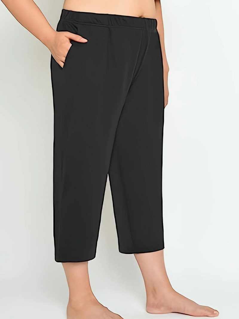 Καλοκαίρι 2023 νέο plus-size γυναικείο πλεκτό υφασμάτινο παντελόνι μόδας με σχέδιο μόδας capri