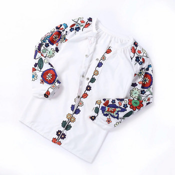 Γυναικεία φθινοπωρινά ρούχα Μακρυμάνικο πουκάμισο λουλούδι με λαιμόκοψη V-λαιμόκοψη casual φαρδιά μπλούζα γυναικεία μπλούζα