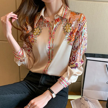 Φθινοπωρινά μακρυμάνικα πουκάμισα casual μπλουζάκια ανοιξιάτικη μόδα Γυναικεία φλοράλ στάμπα μπλούζες μπλούζες Γυναικεία πουκάμισα Ρούχα Blusa Elegant 18440