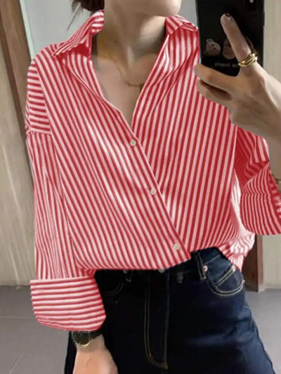 ZANZEA kontori triibuline avar pluus 2023, allakäiva kraega, ülisuur naiste pikkade varrukatega särk Vintage nööpidega Blusa naiselikud