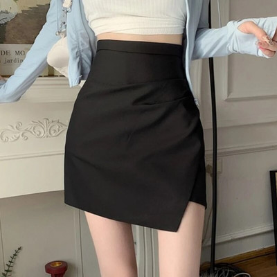 Biuro moteriški mini sijonai aukštu juosmeniu su pamušalu Moteriški Paprasti BUD Elegantiški švelnūs madingi gatvės drabužiai Visiems tinkantys nauji rudens korėjietiški