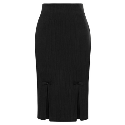 BP moteriškas sijonas senovinis velvetas aukštu juosmeniu žemiau kelių Bodycon sijonas tvirtas iš abiejų pusių suskirstytas lankas Dekoratyvinis sijonas su klubais