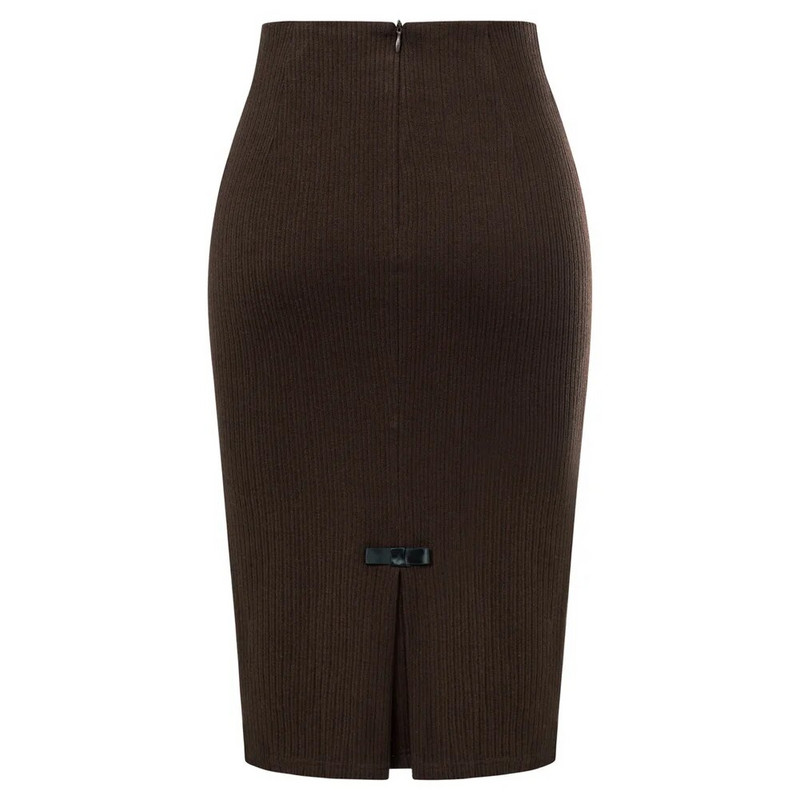 BP moteriškas sijonas senovinis velvetas aukštu juosmeniu žemiau kelių Bodycon sijonas tvirtas iš abiejų pusių suskirstytas lankas Dekoratyvinis sijonas su klubais