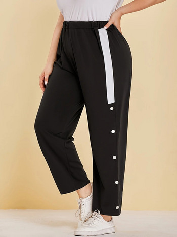 Пролет и лято нови дамски ежедневни панталони с уличен стил с размери на копчета с обичайни сплайсинги